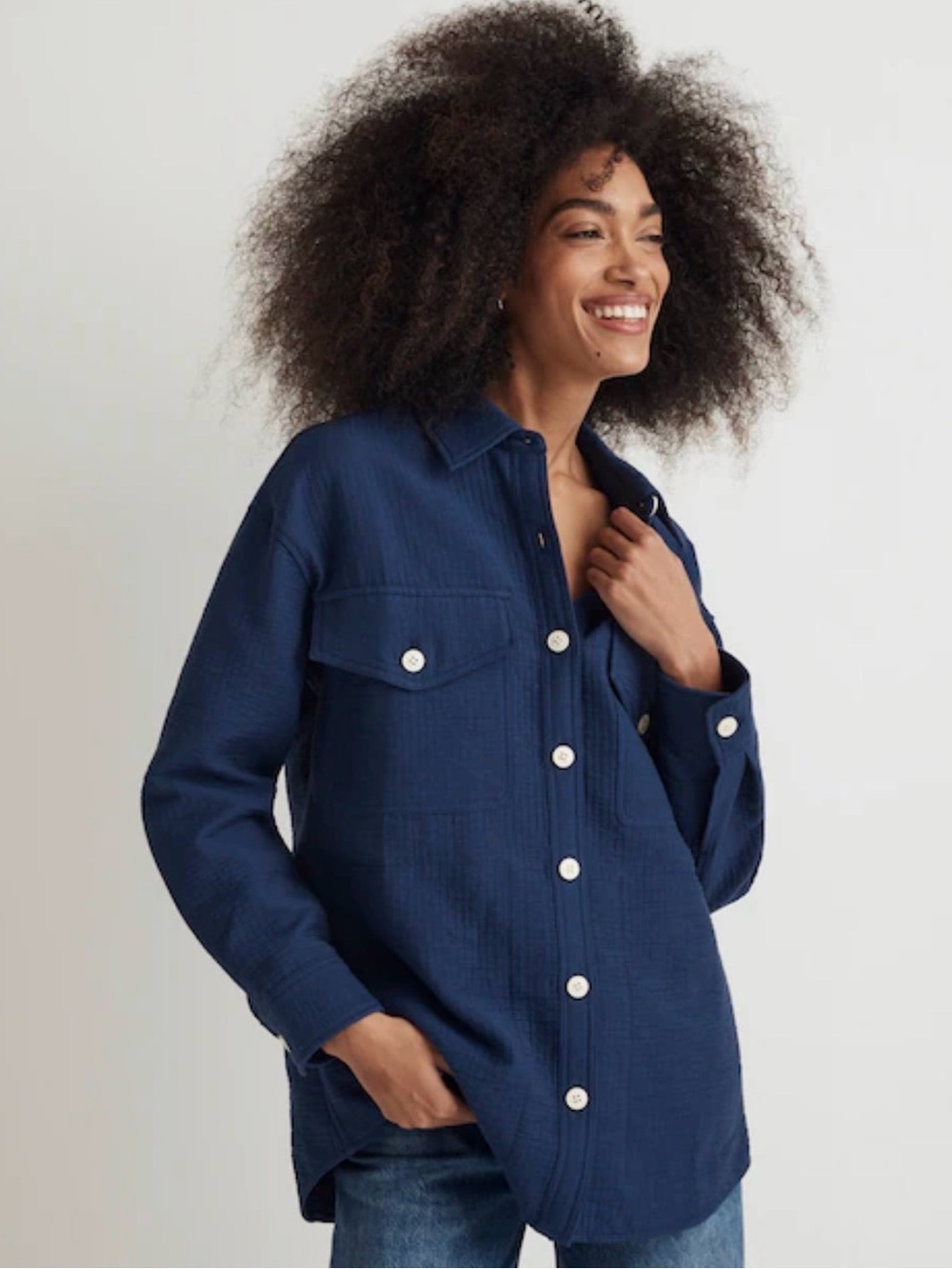 Navy Blue Madewell Oversized Shirt Jacket Size Medium